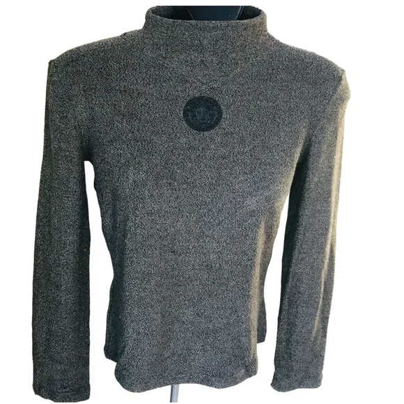 Versace Couture Jeans 90s Medusa Top Textured Long Sleeves Vintage Shirt Sweater - Picture 1 of 15